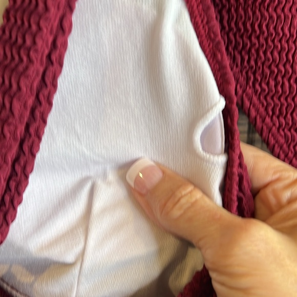 High Waisted Solid Wine Red Bikini Size Medium - Picture 7 of 10